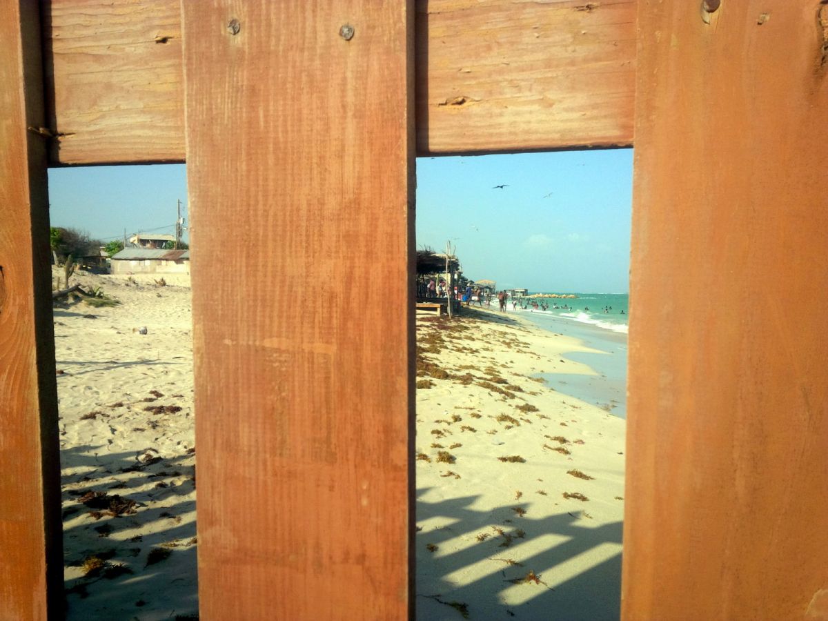 Hellshire beach across the dividing fence